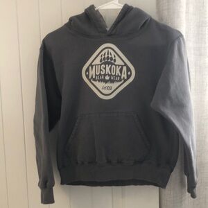 Youth Unisex Charcoal Gray Pullover Hoodie with Graphic Design